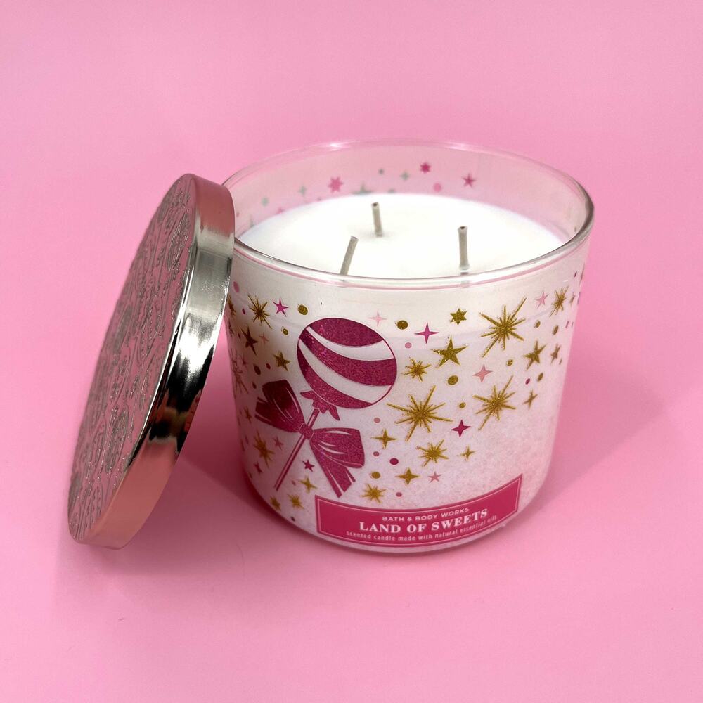Land of Sweets 3 Wick Candle Bath and Body Works Sugared Pomegranate 14.5 oz